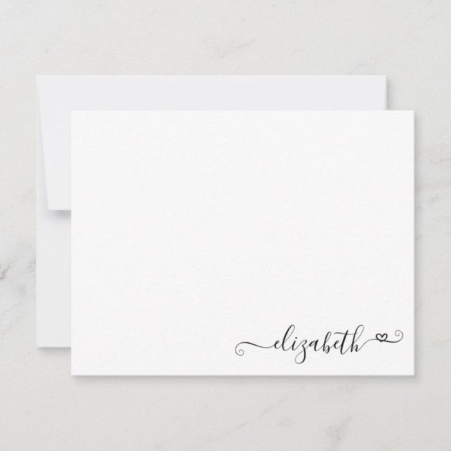Modern Elegant Simple Feminine Girly Heart Script Card (Front)