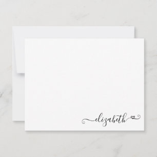 Modern Elegant Simple Feminine Girly Heart Script Card