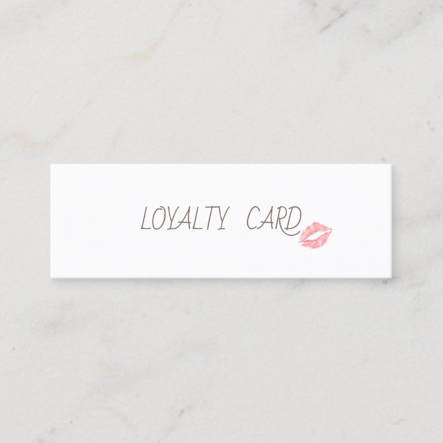 Modern Elegant Simple Glitter Lips, White Loyalty Card (Front)