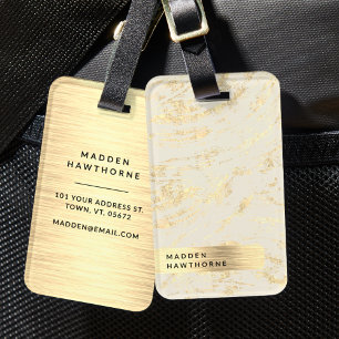 Modern Elegant Simple Gold Brushed Metal Foil Luggage Tag