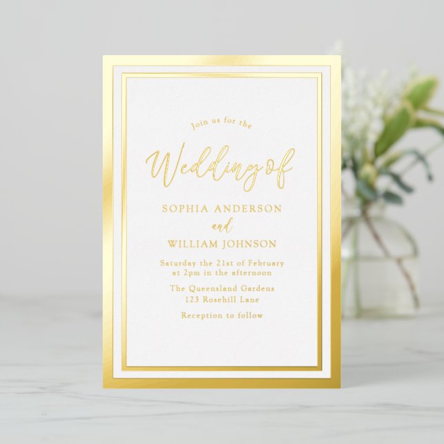 Modern Elegant Simple Golden Foil Wedding (Standing Front)