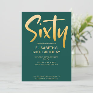 Modern Elegant Simple Green 60th Birthday Party Invitation