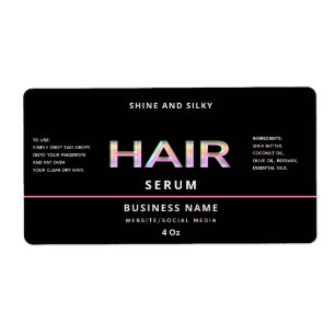 Modern elegant  simple hair serum label