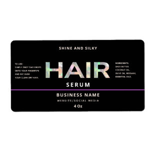 Modern elegant  simple hair serum label