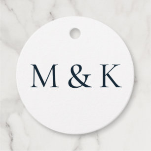 Modern Elegant Simple Initials Wedding Engagement Favour Tags