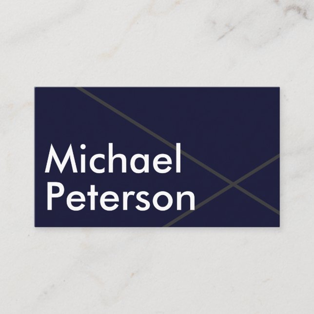 Modern Elegant Simple Minimal Trendy Classy Navy Business Card (Front)