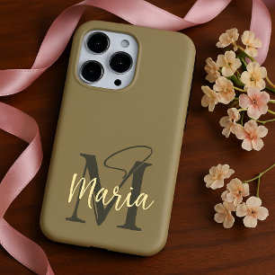 Modern elegant simple minimalist pastel initials iPhone 15 pro max case