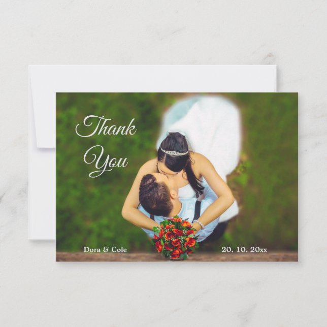 Modern Elegant Simple Minimalist Photo Love Heart  Thank You Card (Front)