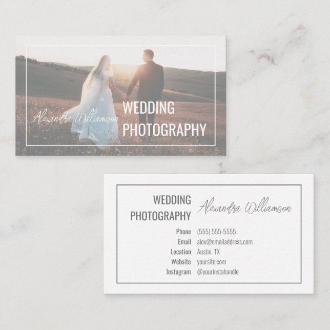 Modern Elegant Simple Photo Wedding Photographer Business Card (Front/Back)