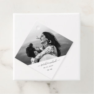 Modern Elegant Simple Photo Wedding Thank you Favour Tags