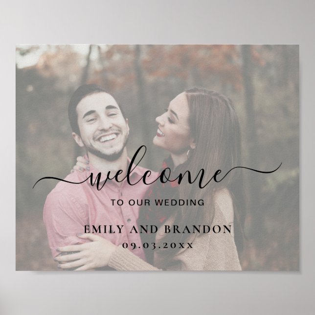 Modern Elegant Simple Photo Wedding Welcome Poster (Front)