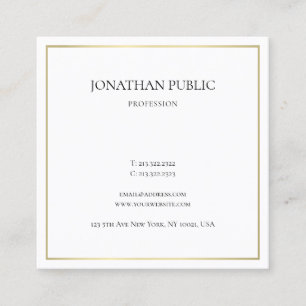 Modern Elegant Simple Plain Gold Look Professional Square Business Card