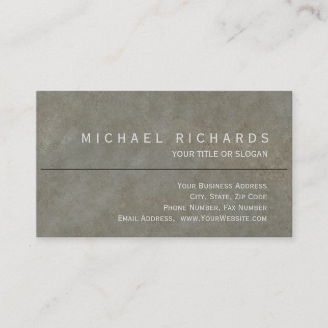 Modern Elegant Simple Plain Stone Wall Business Card (Front)