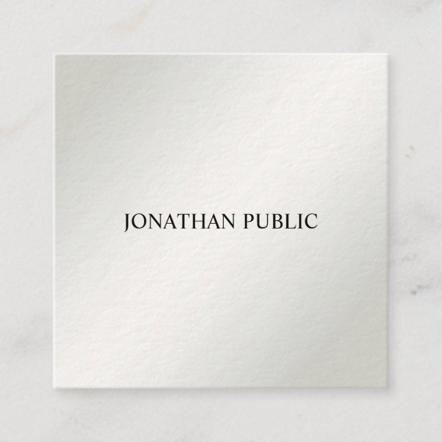 Modern Elegant Simple Plain Trendy Luxury Square Business Card (Front)