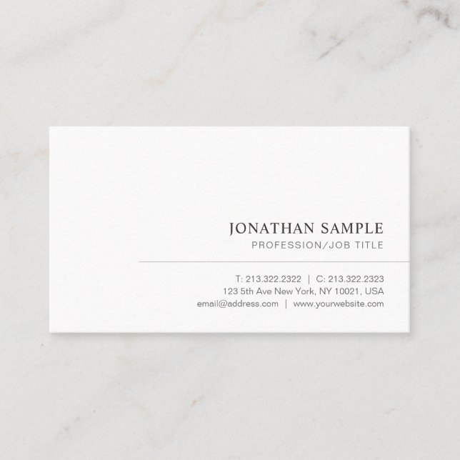 Modern Elegant Simple Professional Template Custom Business Card (Front)