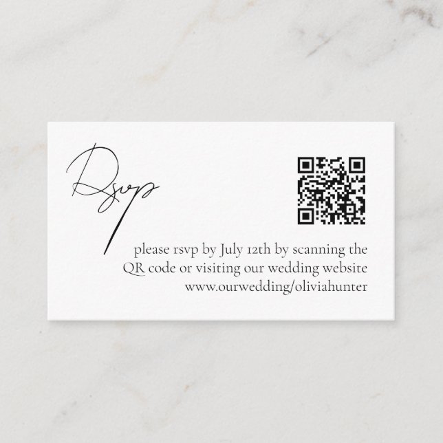 Modern Elegant Simple QR Code RSVP Enclosure Card (Front)