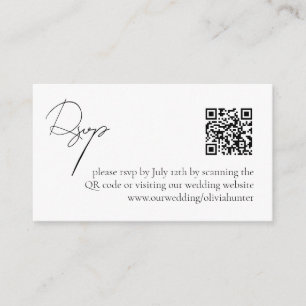 Modern Elegant Simple QR Code RSVP Enclosure Card