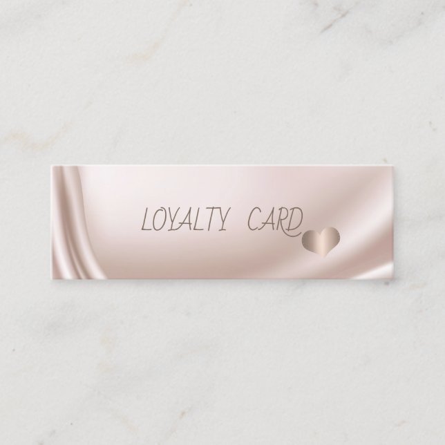 Modern Elegant Simple Rose Gold Hearts, Satin Loyalty Card (Front)