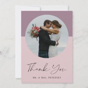 Modern elegant simple script photo wedding thank you card