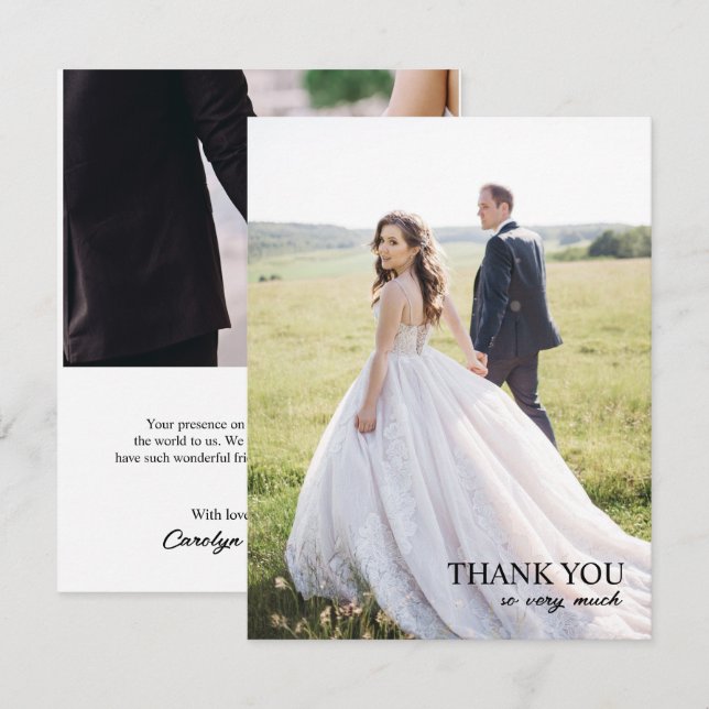 Modern Elegant Simple Script Wedding ThankYou Card (Front/Back)