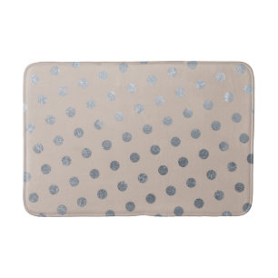 Modern Elegant Simple Taupe & Silver Polka Dots Bath Mat
