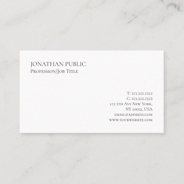  Modern Elegant Simple Template Professional Business Card (Front)