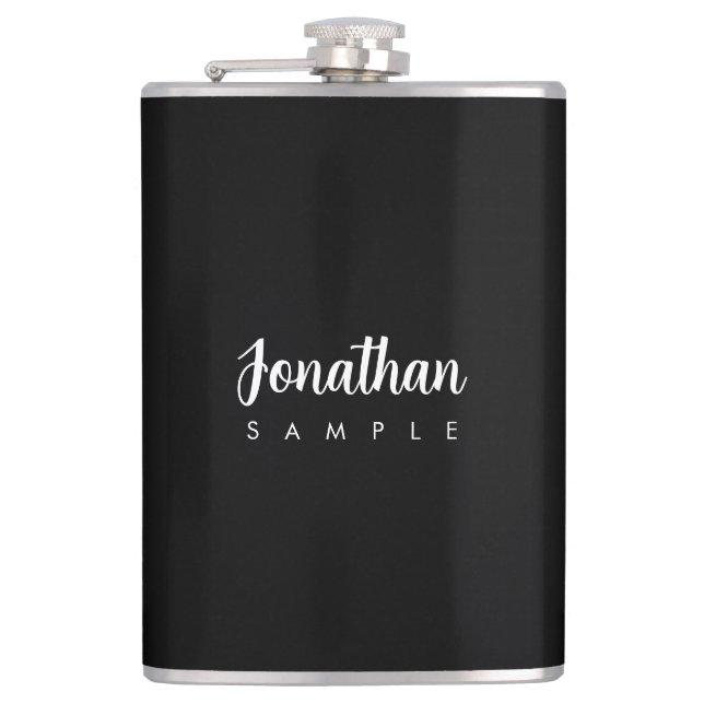 Modern Elegant Simple Template Typography Name Hip Flask (Front)