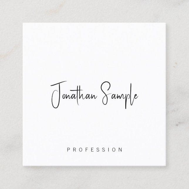 Modern Elegant Simple Template Typography Square Business Card (Front)