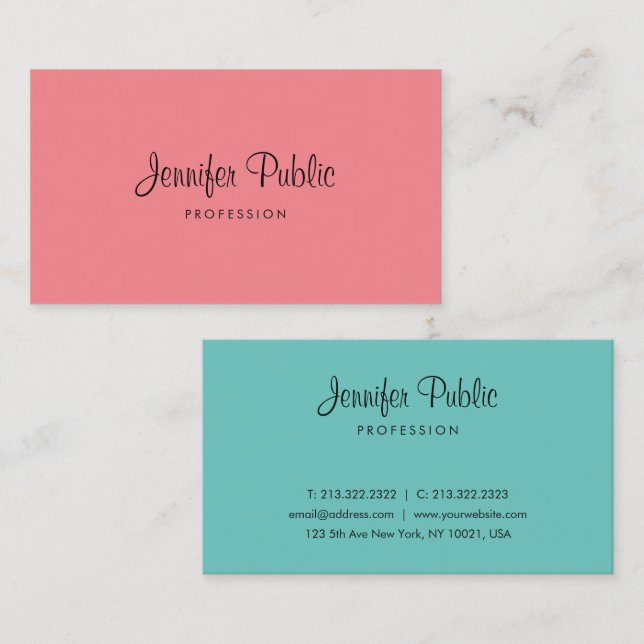 Modern Elegant Simple Template Typography Trendy Business Card (Front/Back)