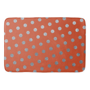 Modern Elegant Simple Terracotta Silver Polka Dots Bath Mat