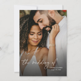 Modern Elegant Simple Vertical 2 Photos Wedding Invitation