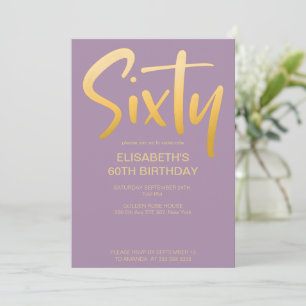 Modern Elegant Simple Violet 60th Birthday Party Invitation