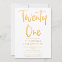 Modern Elegant Simple White 21 Birthday Party