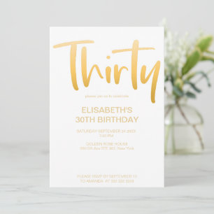 Modern Elegant Simple White 30TH Birthday Party Invitation