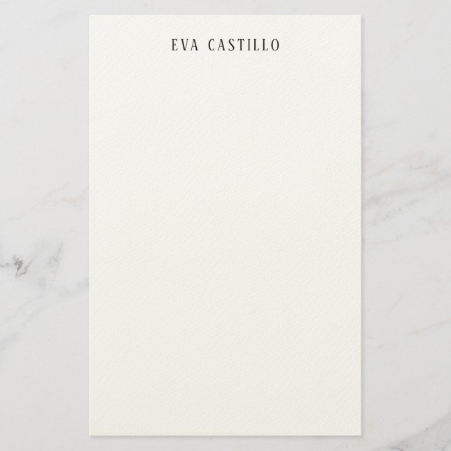 Modern Elegant Simple White Professional Own Name Stationery (Front)