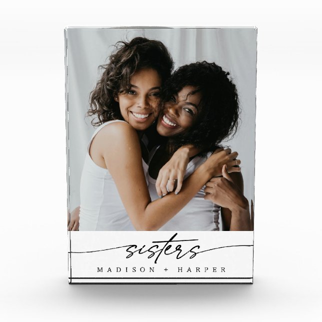 Modern Elegant Sisters Photo Script Typography Block (Front)