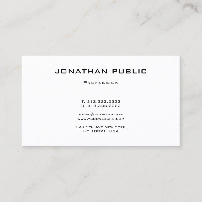Modern Elegant Sleek Design Professional Plain Business Card (Front)