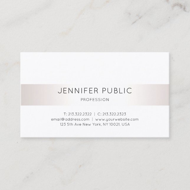 Modern Elegant Sleek Faux Silver Plain Luxury Chic Business Card (Front)