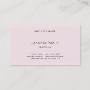 Modern Elegant Sleek Pretty Pink Purple Artistic Business Card