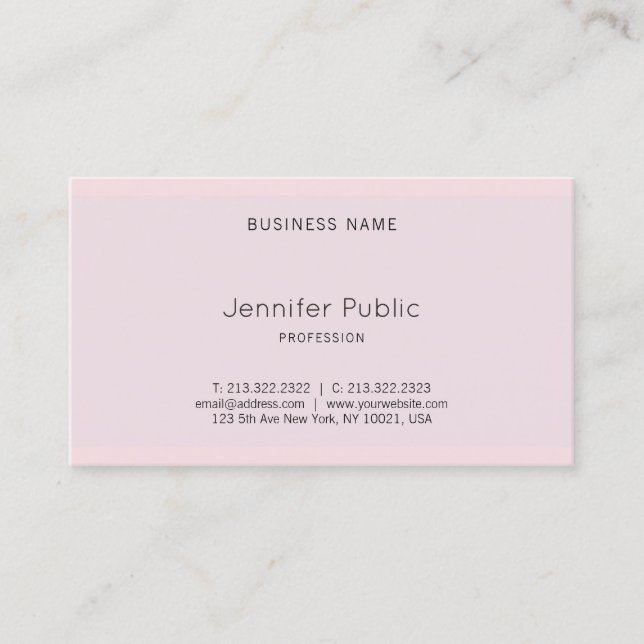 Modern Elegant Sleek Pretty Pink Purple Artistic Business Card (Front)