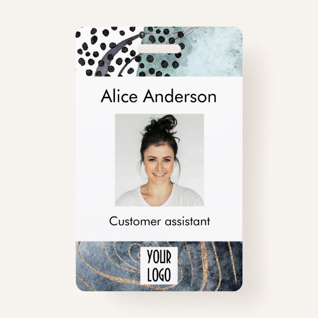 Modern elegant small business feminine ID Badge (Front)