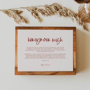 Modern elegant snow pink Honeymoon wish Enclosure Card