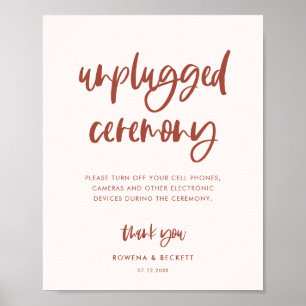 Modern elegant snow pink Unplugged ceremony Poster