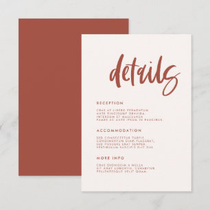 Modern elegant snow pink wedding details enclosure card