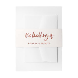 Modern elegant snow pink wedding invitation belly band