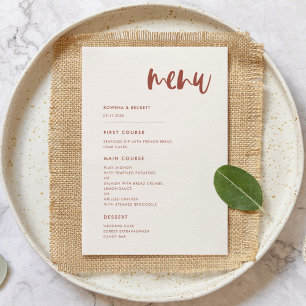 Modern elegant snow pink wedding menu