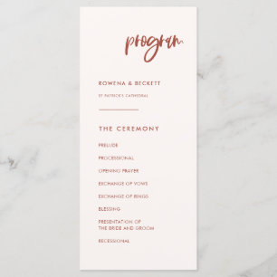 Modern elegant snow pink wedding programme