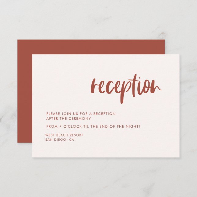 Modern elegant snow pink wedding reception invitation (Front/Back)
