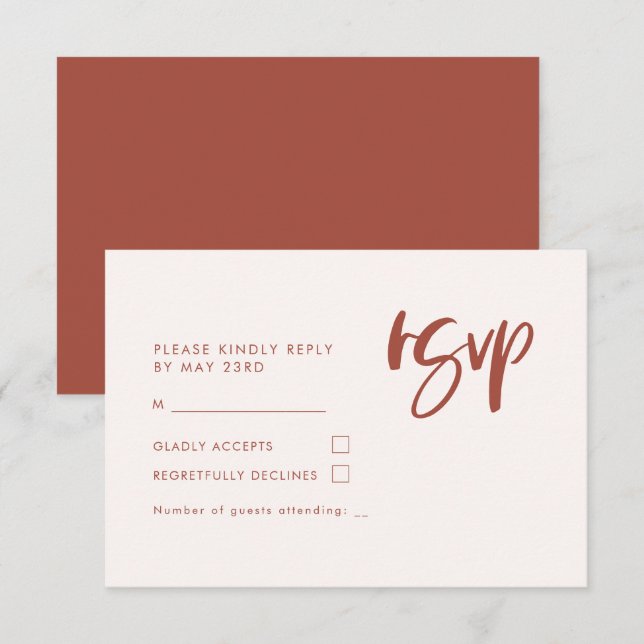 Modern elegant snow pink wedding RSVP (Front/Back)