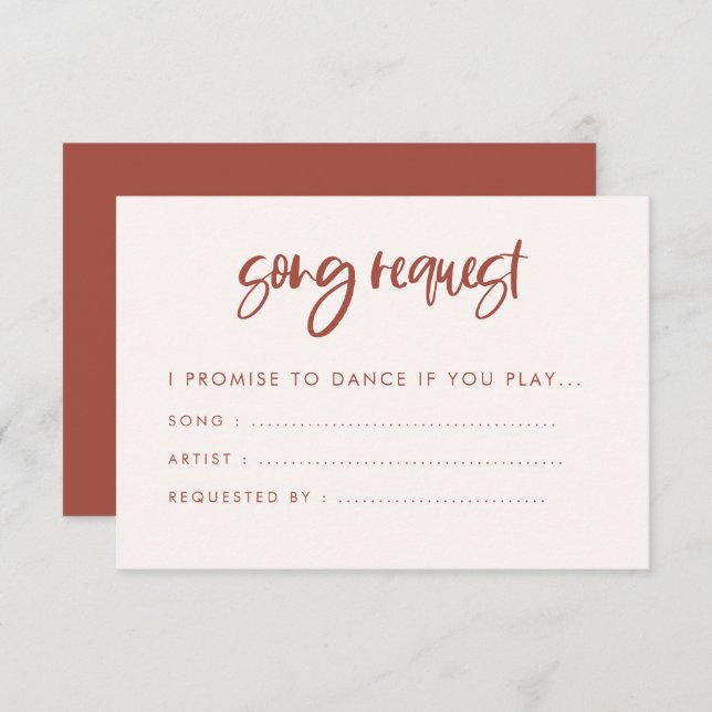 Modern elegant snow pink wedding Song request Enclosure Card (Front/Back)